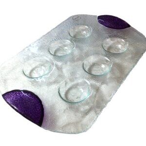 * Dansk Escargot Devil Egg Serving Six Pocket  Glass Tray